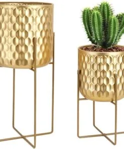 Colette Metal Gold Çiçeklik 2’li Set 45 cm