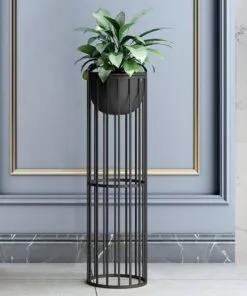 Compatto Metal Çiçeklik 60 cm Siyah