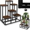 Corteza Loft Metal 3 Raflı Çiçeklik 67 cm Siyah-Meşe