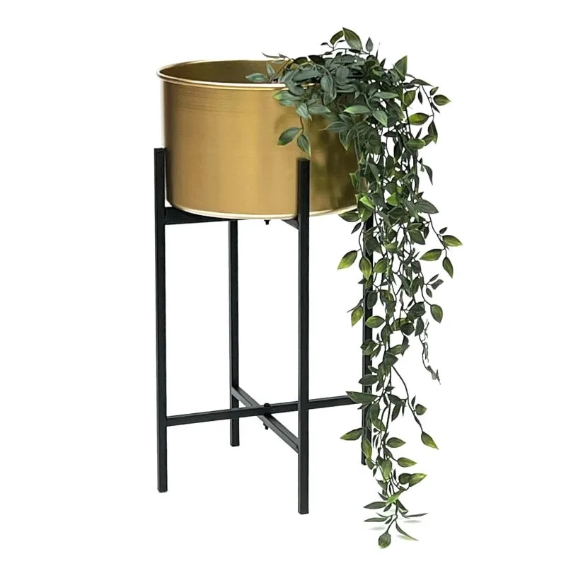 Cubico Metal Çiçeklik 50 cm Siyah Altın