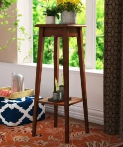 Donatella Ahşap Çiçeklik 2 Raflı 99 cm Kahverengi