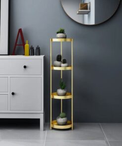 Drawera Metal Çiçeklik 100 cm Gold 4 Raflı