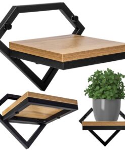 Eleganza Duvar Tipi Tek Raflı Çiçeklik 19 cm Siyah Meşe