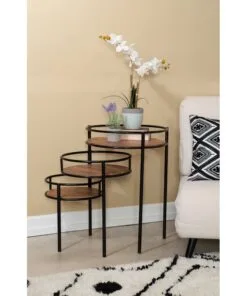 Etoile Ahşap Metal Çiçeklik 3 Raflı 72 cm Siyah