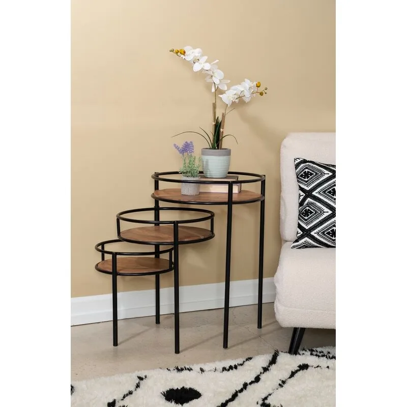 Etoile Ahşap Metal Çiçeklik 3 Raflı 72 cm Siyah