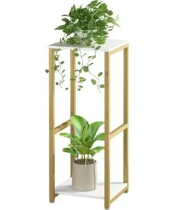 Fantine Gold Metal Çiçeklik 2 Raflı 80 cm