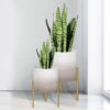 Fiorella Metal Çiçeklik 2'li Set 27 cm Beyaz Gri