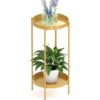 Fiorenza Metal Çiçeklik 2 Raflı 60 cm Gold