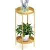 Fiorenza Metal Çiçeklik 2 Raflı 60 cm Gold