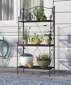 Fiorenza Metal Çiçeklik 3 Raflı 114 cm Siyah