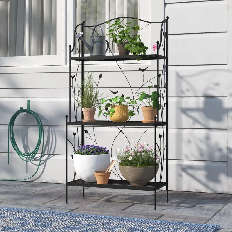 Fiorenza Metal Çiçeklik 3 Raflı 114 cm Siyah