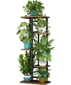 Fleur Ferforje ve Ahşap Çiçeklik 5 Raflı 95 cm