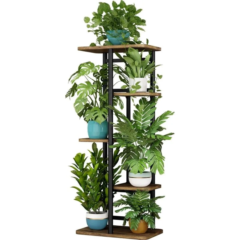Fleur Ferforje ve Ahşap Çiçeklik 5 Raflı 95 cm