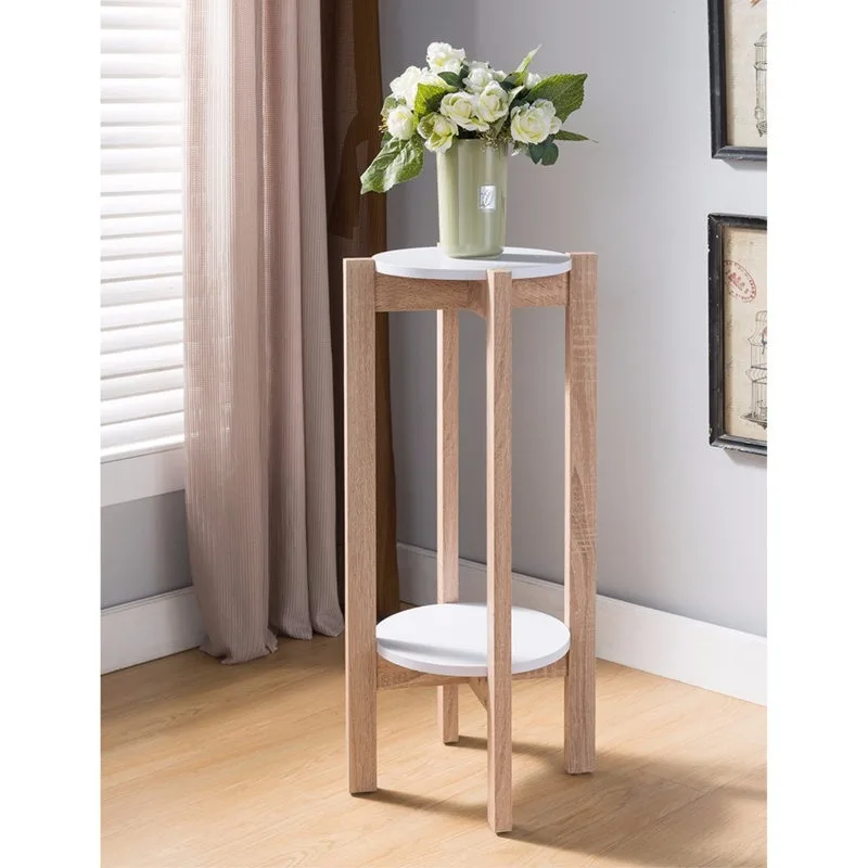 Fleur Mdf Çiçeklik 2 Raflı 79 cm Eskitme Beyaz