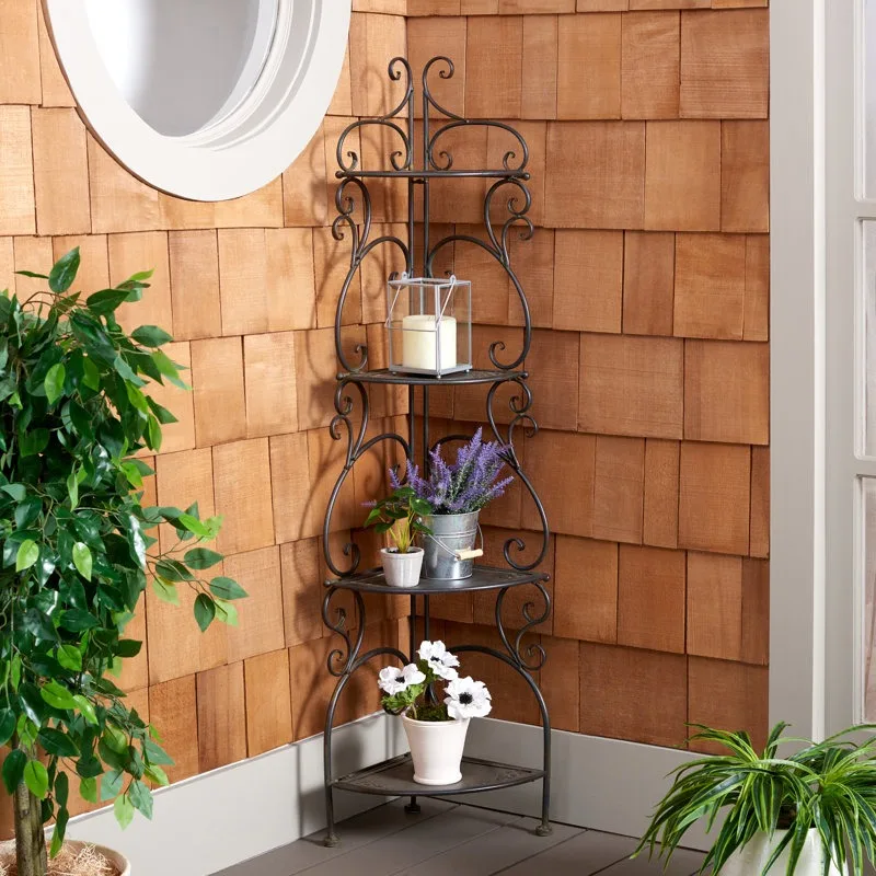 Fleur Metal Çiçeklik 4 Raflı 152 cm Antik Siyah