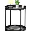 Floatta 2 Raflı Metal Çiçeklik Sehpa 55 cm Siyah
