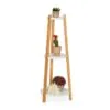 Flora Bambu Çiçeklik 3 Raflı 74 cm Beyaz-Naturel