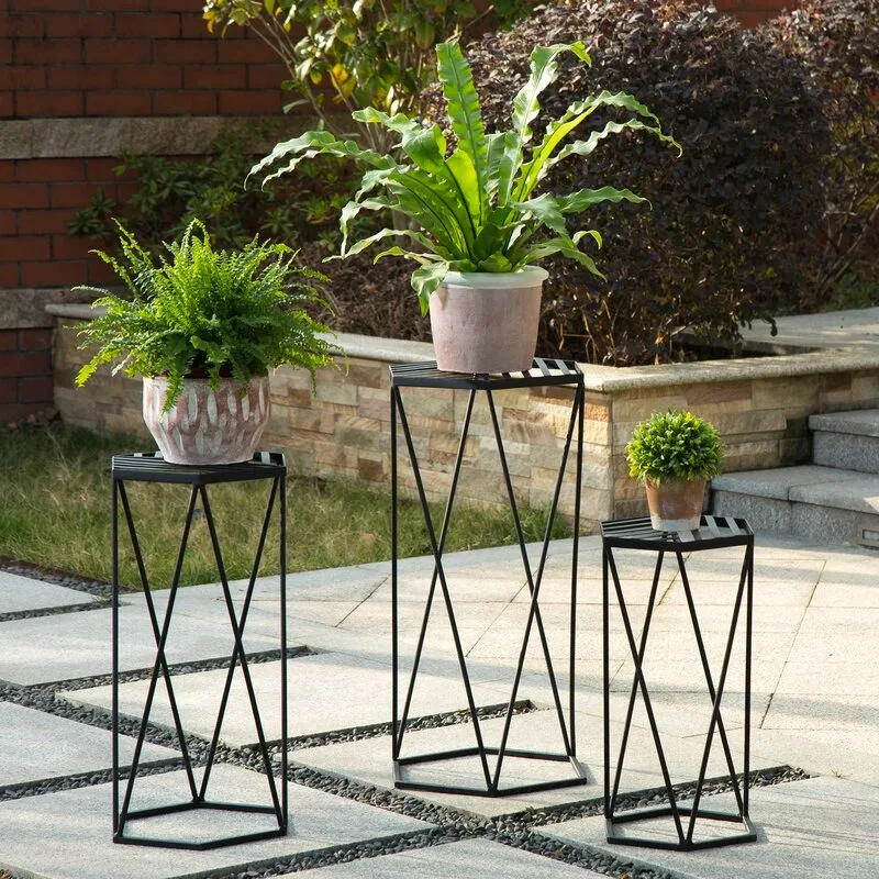 Floret Çelik Çiçeklik 3 Raflı 66 cm Siyah