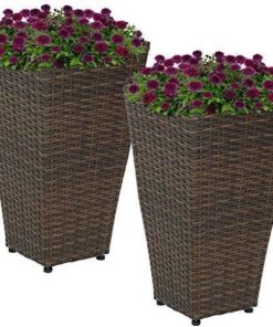 Fresco Polirattan Çiçeklik 51 cm Kahverengi
