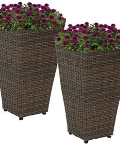 Fresco Polirattan Çiçeklik 51 cm Kahverengi