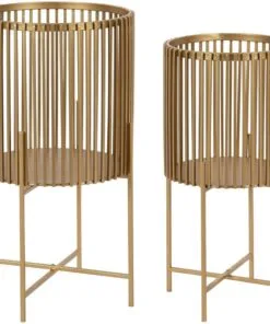 Gemma Metal Çiçeklik 2’li Set 56 cm Altın Renk