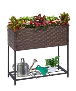 Grazia Metal Rattan Çiçeklik 70 cm Kahverengi