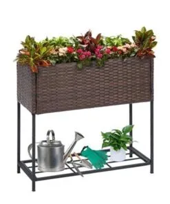 Grazia Metal Rattan Çiçeklik 70 cm Kahverengi