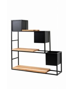 Libretti 3 Raflı Dişbudak Ahşap Çiçeklik 90 cm Siyah