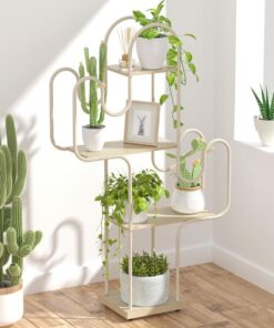 Lilia Metal Kaktüs Tasarımlı 4 Raflı 101 cm Çiçeklik