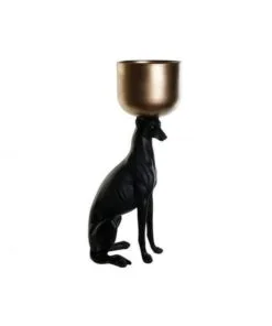 Littera Köpek Figürlü Polyresin Çiçeklik 71 cm Siyah