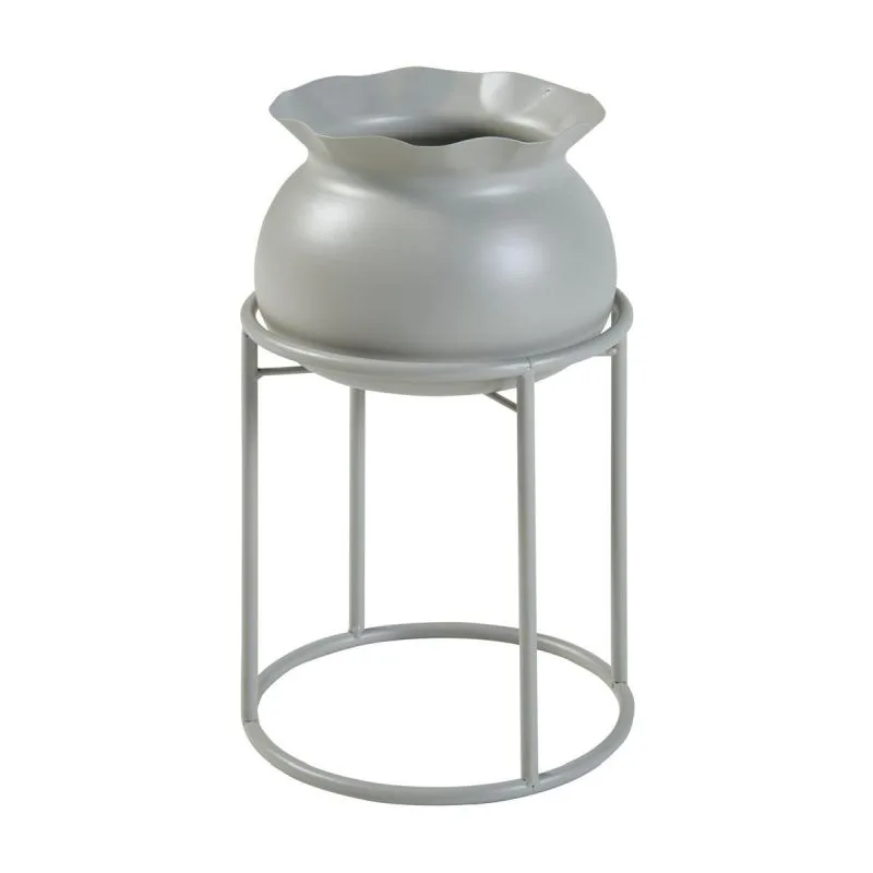 Luce Metal Çiçeklik Tek Raflı 32 cm Açık Gri