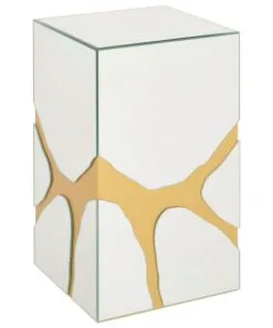Luna Cam-MDF Çiçeklik 2 Raflı 50 cm Gümüş-Altın