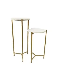 Maison Gold Metal Mermer 2’li Çiçeklik Seti 60 cm