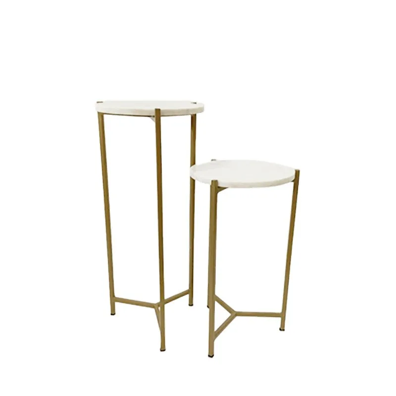 Maison Gold Metal Mermer 2’li Çiçeklik Seti 60 cm