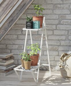 Margherita Metal Çiçeklik 2 Raflı 83 cm Beyaz