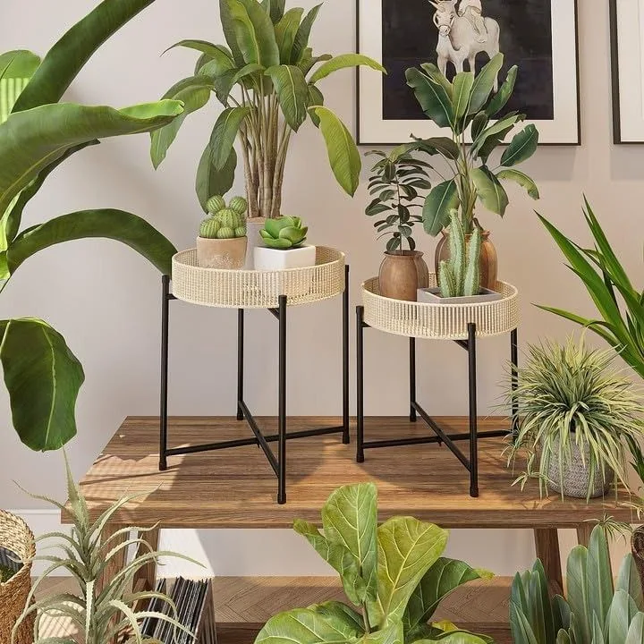 Margherita Rattan ve Metal 2’li Çiçeklik Seti 50 cm