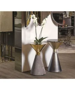 Marina Metal Çiçeklik Sehpa Altın
