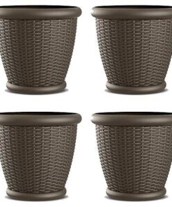 Matizza Beyaz Hasır Dokulu Çiçeklik 46 cm 4lü Set