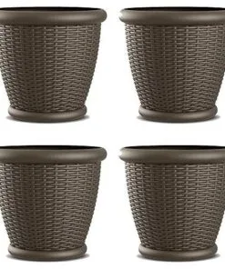 Matizza Beyaz Hasır Dokulu Çiçeklik 46 cm 4lü Set