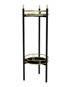 Maya Metal Çiçeklik 2 Raflı 79 cm Siyah-Altın