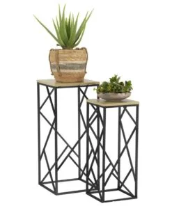 Velutto MDF Çiçeklik 2 Raflı 77 cm Siyah