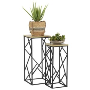 Velutto MDF Çiçeklik 2 Raflı 77 cm Siyah