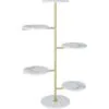Mermer Görünümlü 5 Raflı Altın Rengi 125 cm Çiçeklik Mermer Görünümlü 5 Raflı Altın Rengi 125 cm Çiçeklik