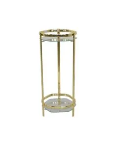 Domus Metal Cam Çiçeklik 2 Raflı 67 cm Pirinç Rengi
