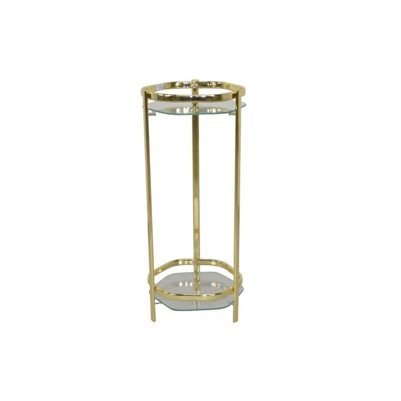 Domus Metal Cam Çiçeklik 2 Raflı 67 cm Pirinç Rengi