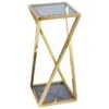 Milan Metal Cam Çiçeklik 2 Raflı 70 cm Mavi Altın