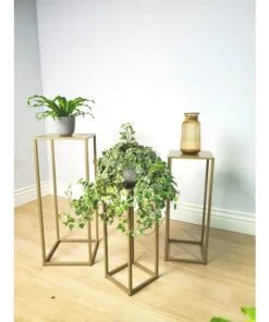 Nadin Metal Çiçeklik 3 Raflı 70 cm Altın