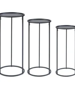 Reina Metal Çiçeklik 3 Raflı 70 cm Siyah