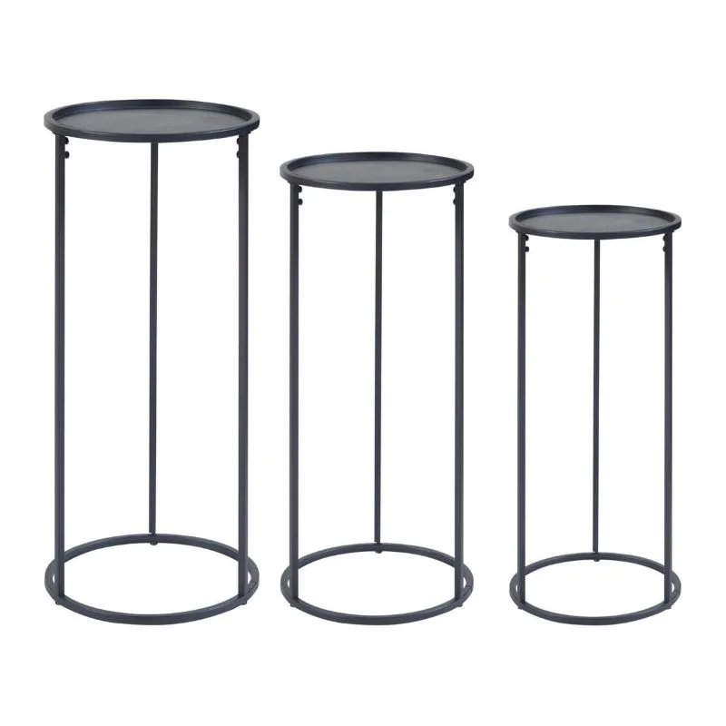Reina Metal Çiçeklik 3 Raflı 70 cm Siyah