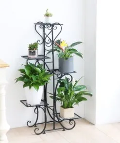 Paola Metal Çiçeklik 5 Raflı 107 cm Siyah